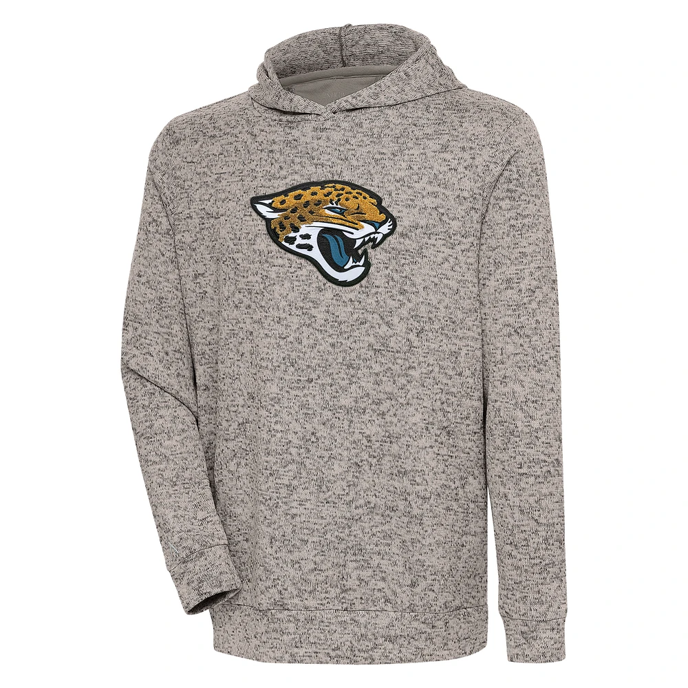 Men's Antigua Oatmeal Jacksonville Jaguars Absolute Chenille Pullover Hoodie