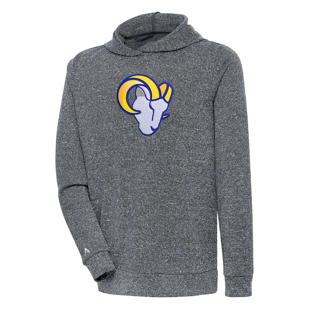 Men's Antigua Charcoal Los Angeles Rams Absolute Chenille Pullover Hoodie