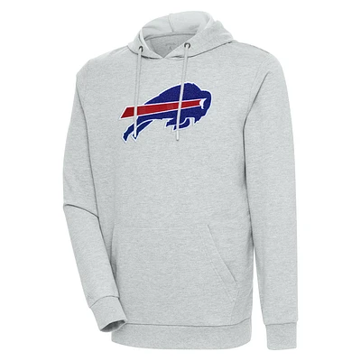 Men's Antigua Heathered Gray Buffalo Bills Action Chenille Pullover Hoodie