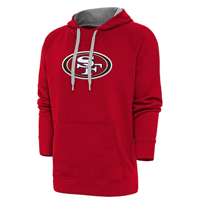 Men's Antigua Scarlet San Francisco 49ers Victory Chenille Pullover Hoodie