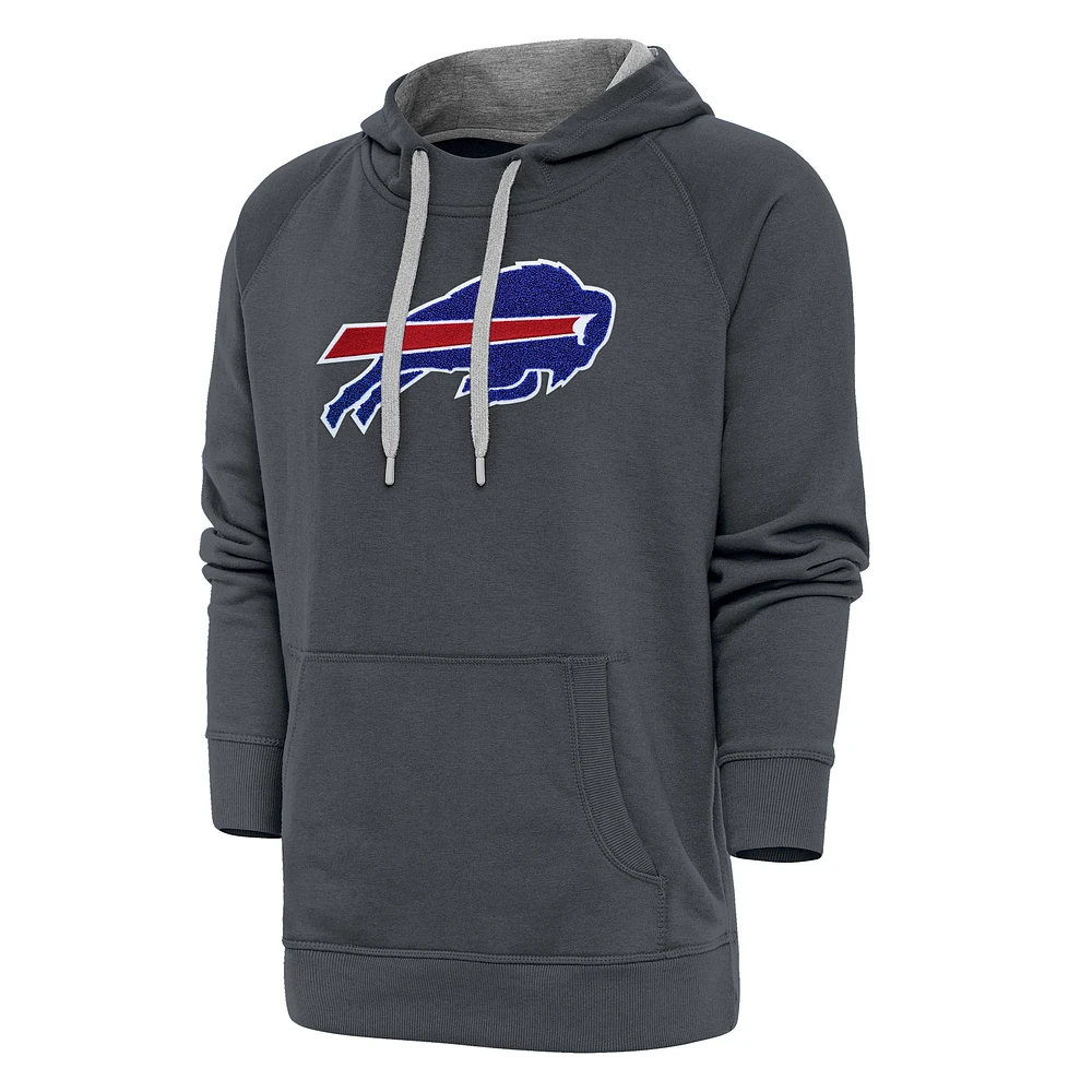 Men's Antigua Charcoal Buffalo Bills Victory Chenille Pullover Hoodie