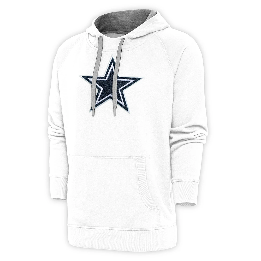 Men's Antigua White Dallas Cowboys Victory Chenille Pullover Hoodie