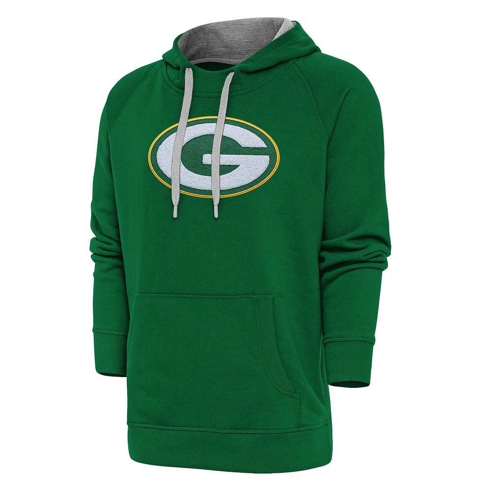 Men's Antigua Green Green Bay Packers Victory Chenille Pullover Hoodie