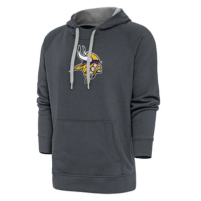 Men's Antigua Charcoal Minnesota Vikings Victory Chenille Pullover Hoodie