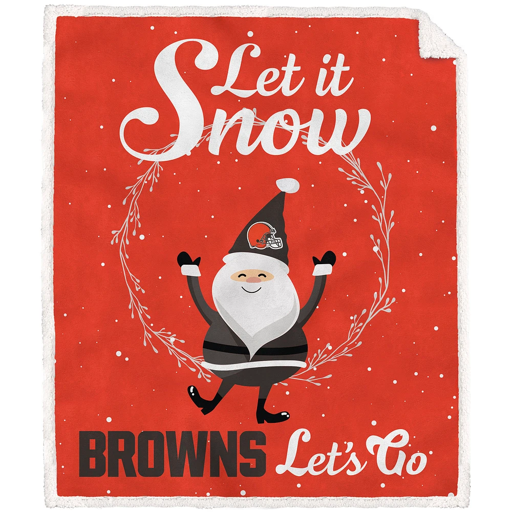 Cleveland Browns 50'' x 60'' Let It Snow Sherpa Flannel Fleece Blanket