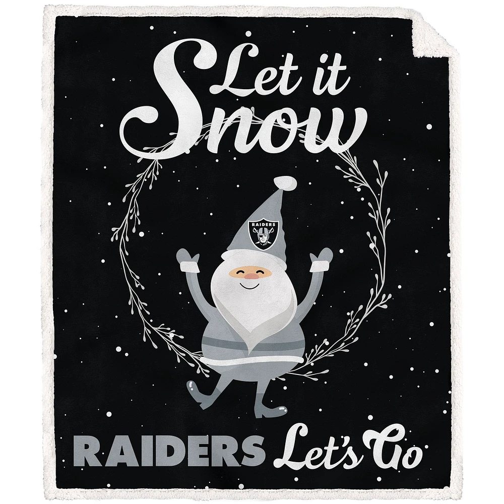 Las Vegas Raiders 50'' x 60'' Let It Snow Sherpa Flannel Fleece Blanket