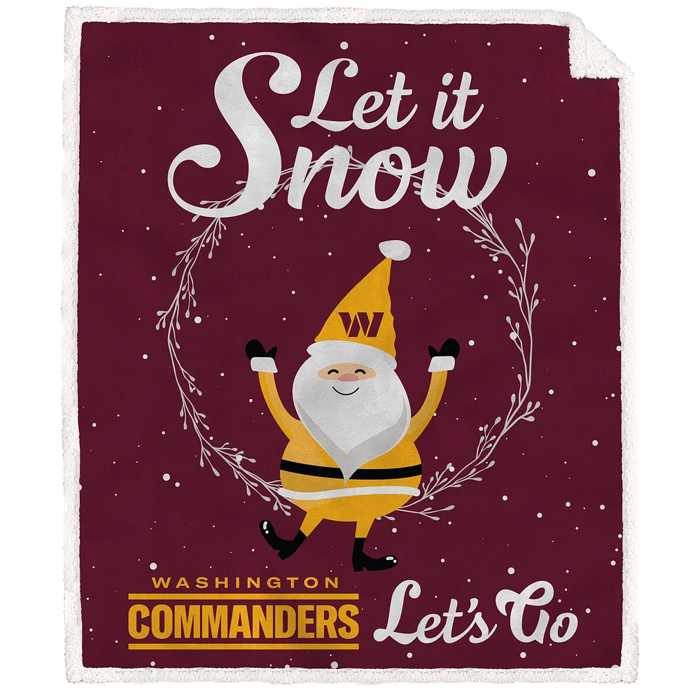 Washington Commanders 50'' x 60'' Let It Snow Sherpa Flannel Fleece Blanket