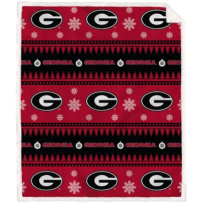Georgia Bulldogs 60'' x 70'' Holiday Gift Wrap Sherpa Flannel Fleece Blanket