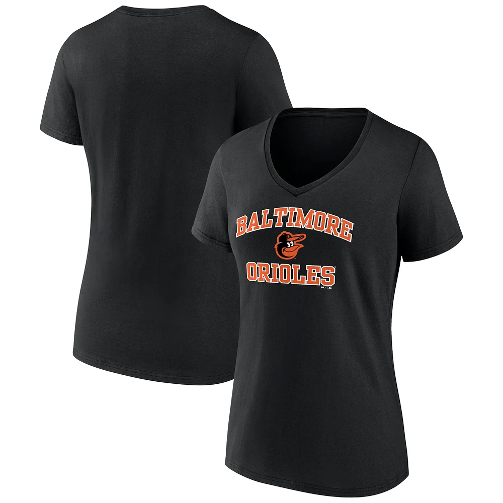 Women's Black Baltimore Orioles Heart and Soul V-Neck T-Shirt