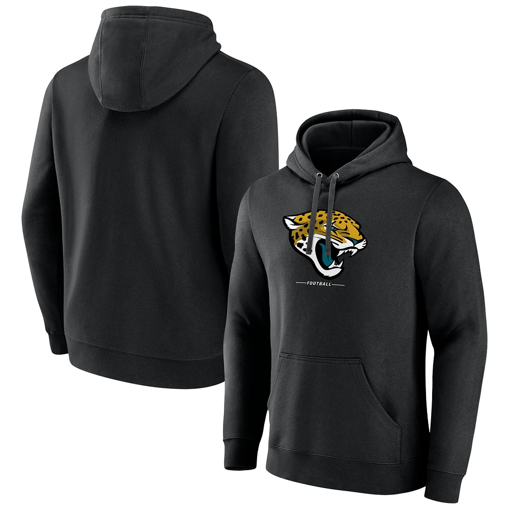 Men's Black Jacksonville Jaguars Logo Team Lockup Fitted Pullover Hoodie