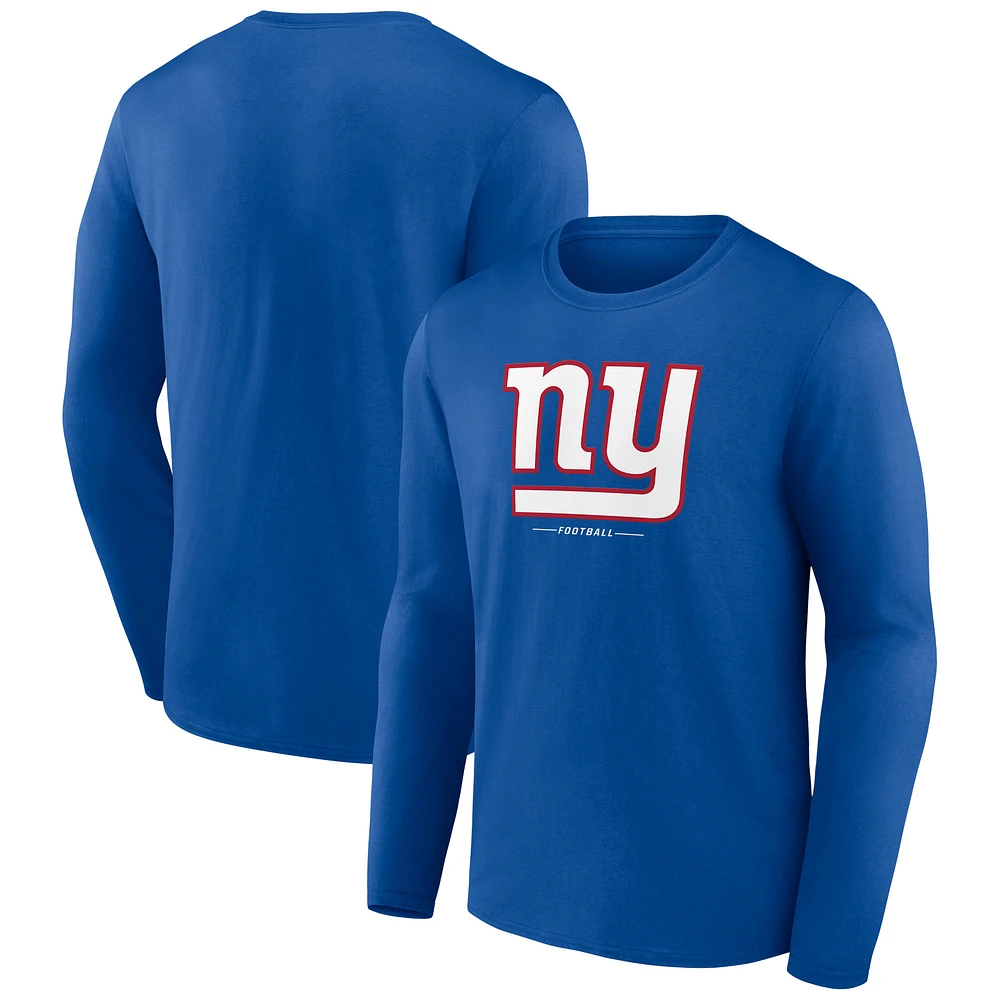 Men's Royal New York Giants Logo Team Lockup Long Sleeve T-Shirt