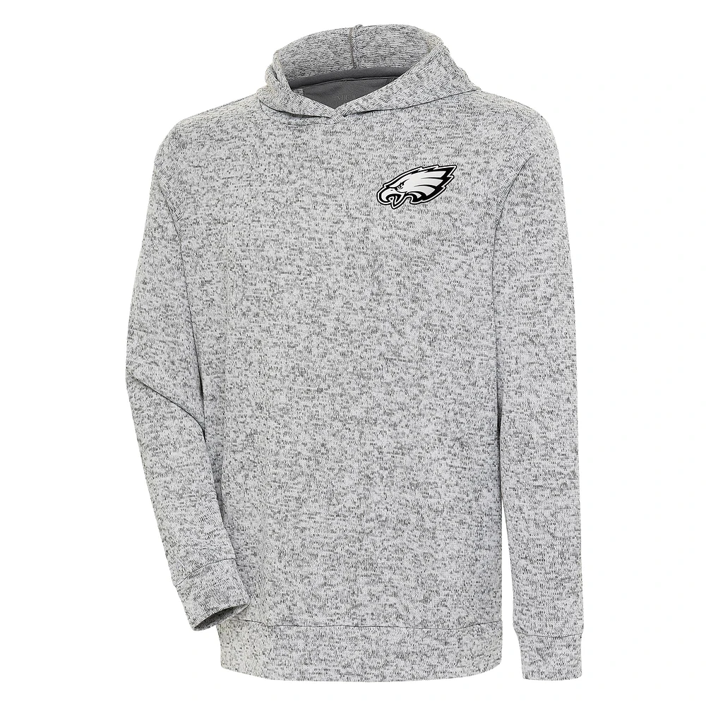 Men's Antigua Heather Gray Philadelphia Eagles Metallic Logo Absolute Pullover Hoodie