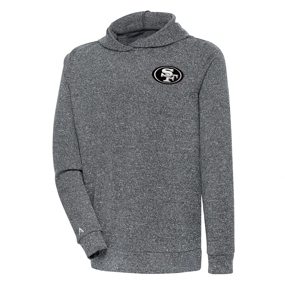 Men's Antigua Heather Charcoal San Francisco 49ers Metallic Logo Absolute Pullover Hoodie