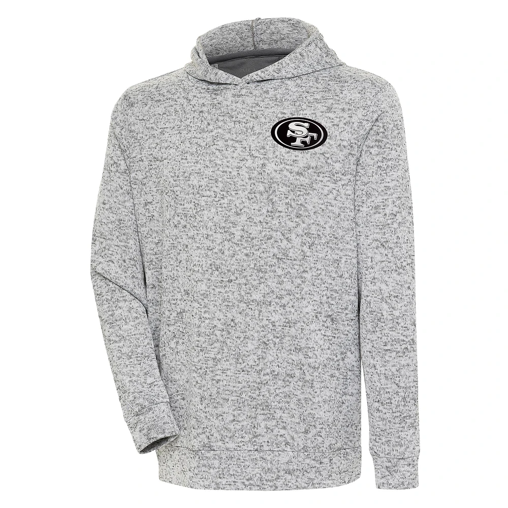 Men's Antigua Heather Gray San Francisco 49ers Metallic Logo Absolute Pullover Hoodie