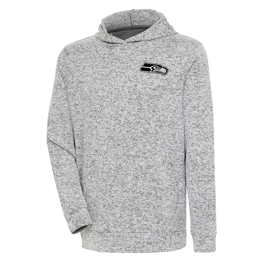Men's Antigua Heather Gray Seattle Seahawks Metallic Logo Absolute Pullover Hoodie