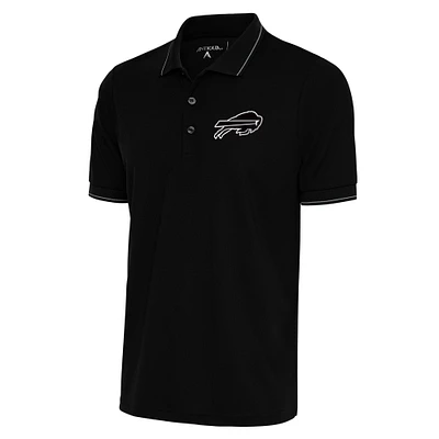 Men's Antigua Black Buffalo Bills Metallic Logo Affluent Polo