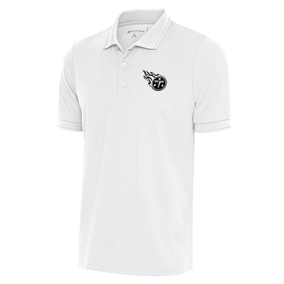 Men's Antigua White Tennessee Titans Metallic Logo Affluent Polo