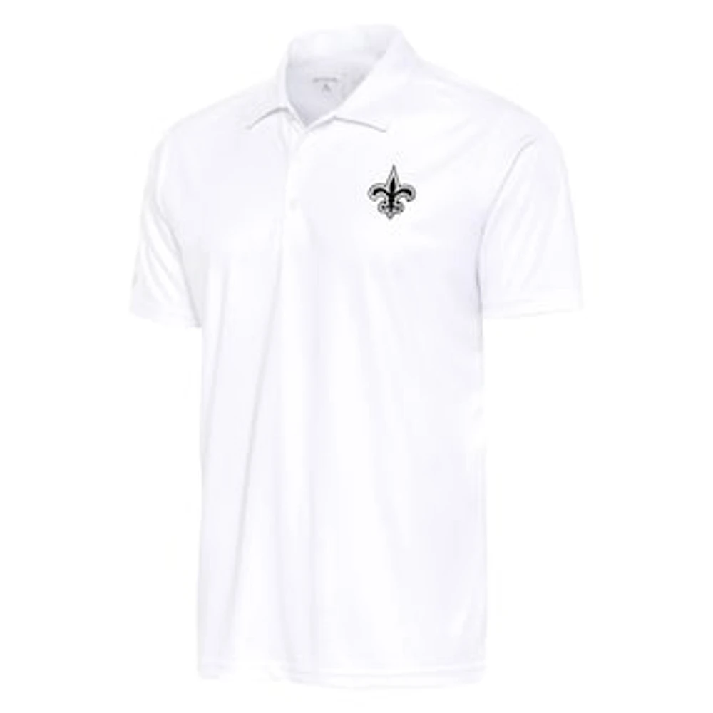 Men's Antigua White New Orleans Saints Metallic Logo Apex Polo