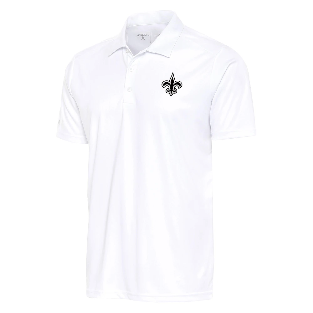 Men's Antigua White New Orleans Saints Metallic Logo Apex Polo
