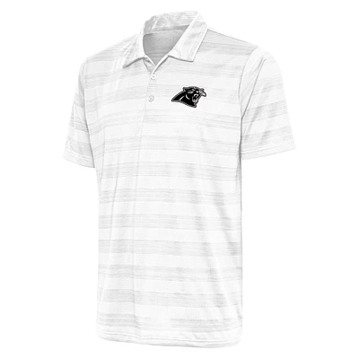 Men's Antigua White Carolina Panthers Metallic Logo Compass Polo