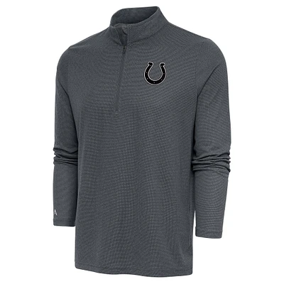 Men's Antigua Heather Charcoal Indianapolis Colts Metallic Logo Epic Quarter-Zip Pullover Top