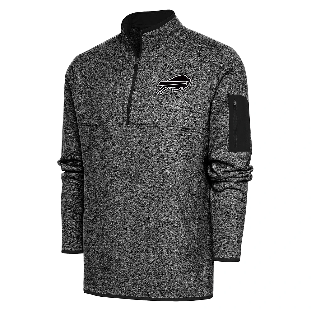 Men's Antigua Heather Buffalo Bills Metallic Logo Fortune Quarter-Zip Jacket
