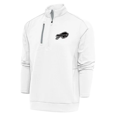 Men's Antigua White Buffalo Bills Metallic Logo Generation Quarter-Zip Pullover Top