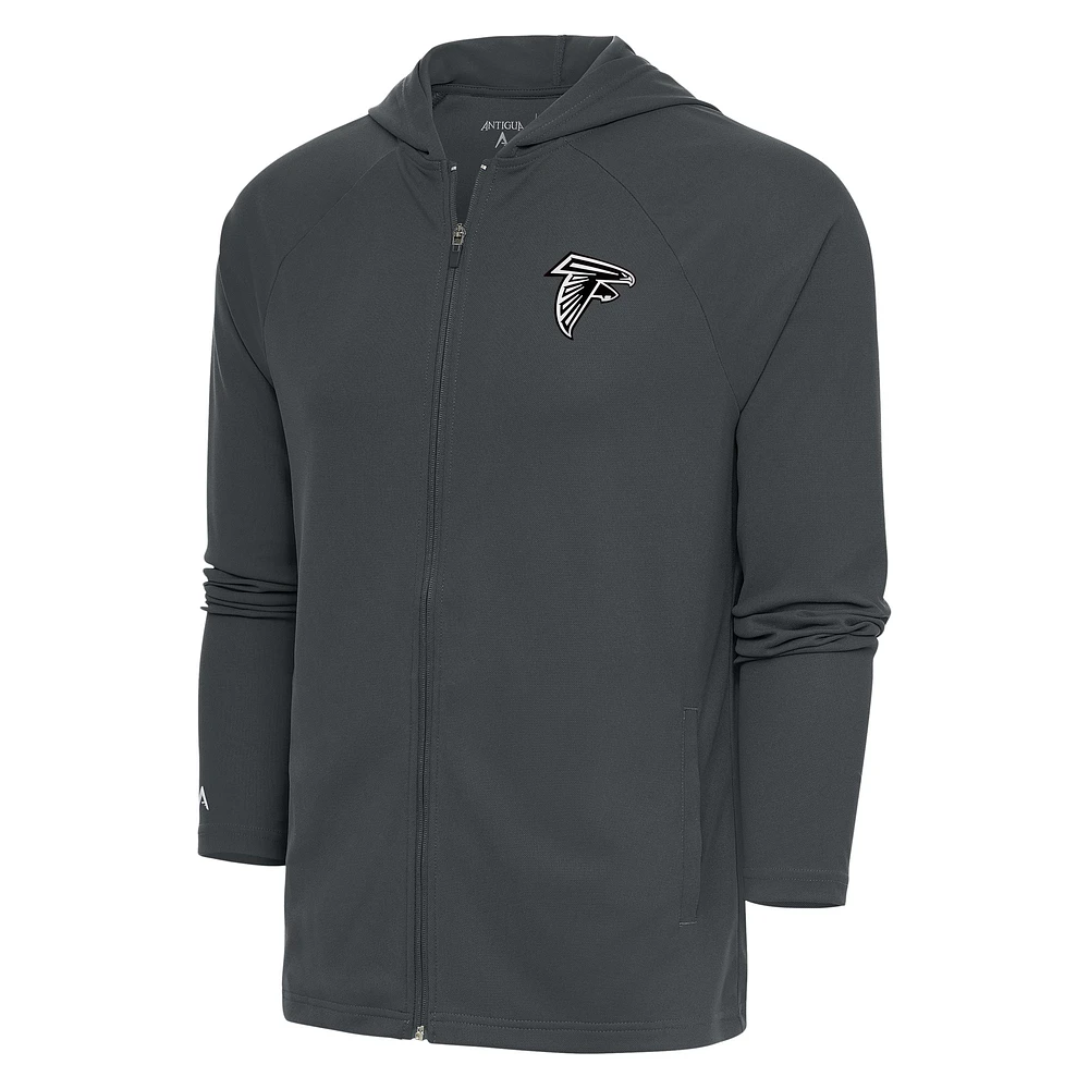 Men's Antigua Charcoal Atlanta Falcons Metallic Logo Legacy Full-Zip Hoodie