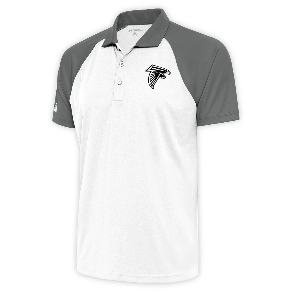 Men's Antigua White/Gray Atlanta Falcons Metallic Logo Nova Polo