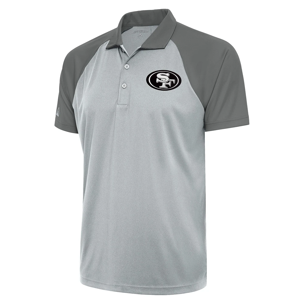 Men's Antigua Silver/Gray San Francisco 49ers Metallic Logo Nova Polo