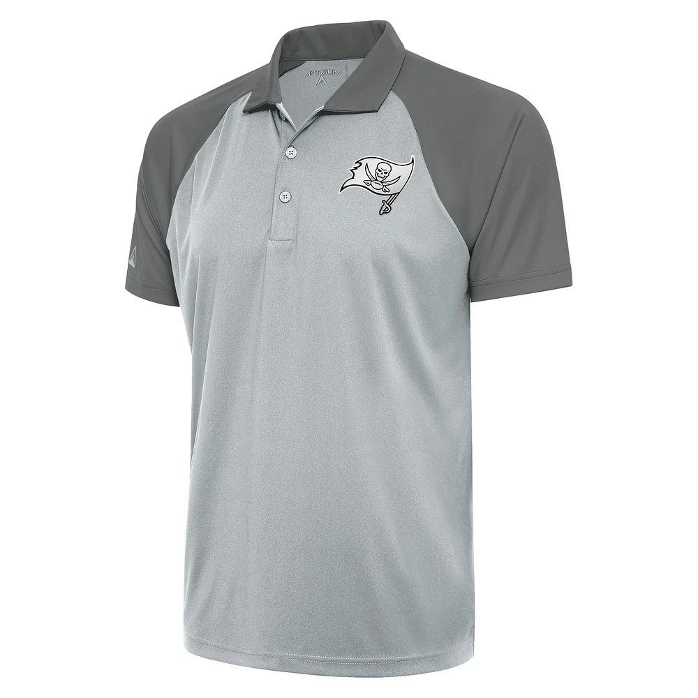 Men's Antigua Silver/Gray Tampa Bay Buccaneers Metallic Logo Nova Polo