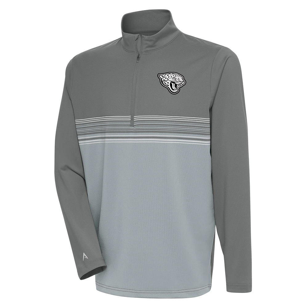 Men's Antigua Steel Jacksonville Jaguars Metallic Logo Pace Quarter-Zip Pullover Top