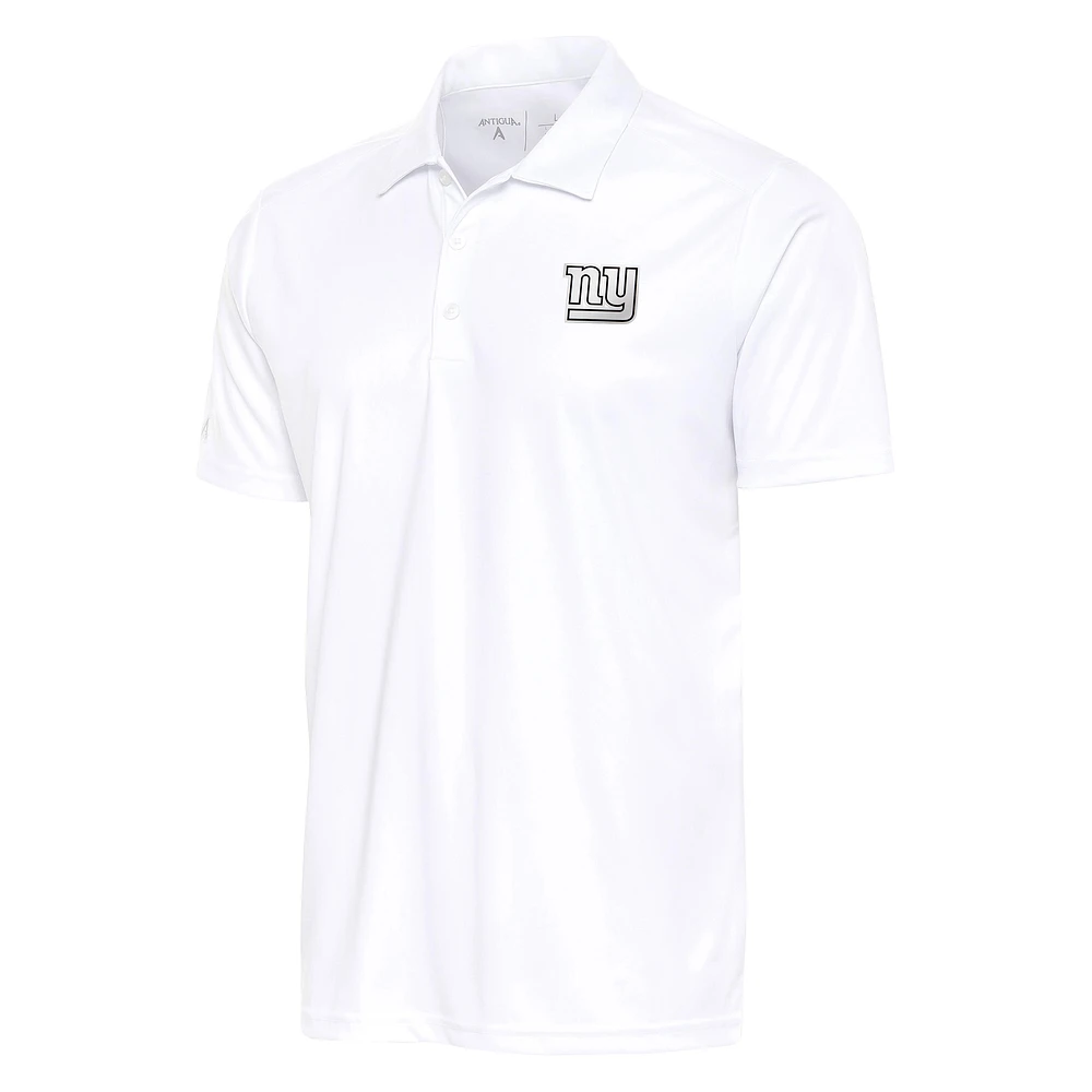 Men's Antigua White New York Giants Metallic Logo Big & Tall Tribute Polo