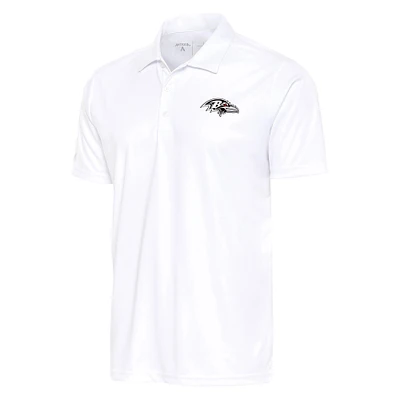 Men's Antigua White Baltimore Ravens Metallic Logo Tribute Polo