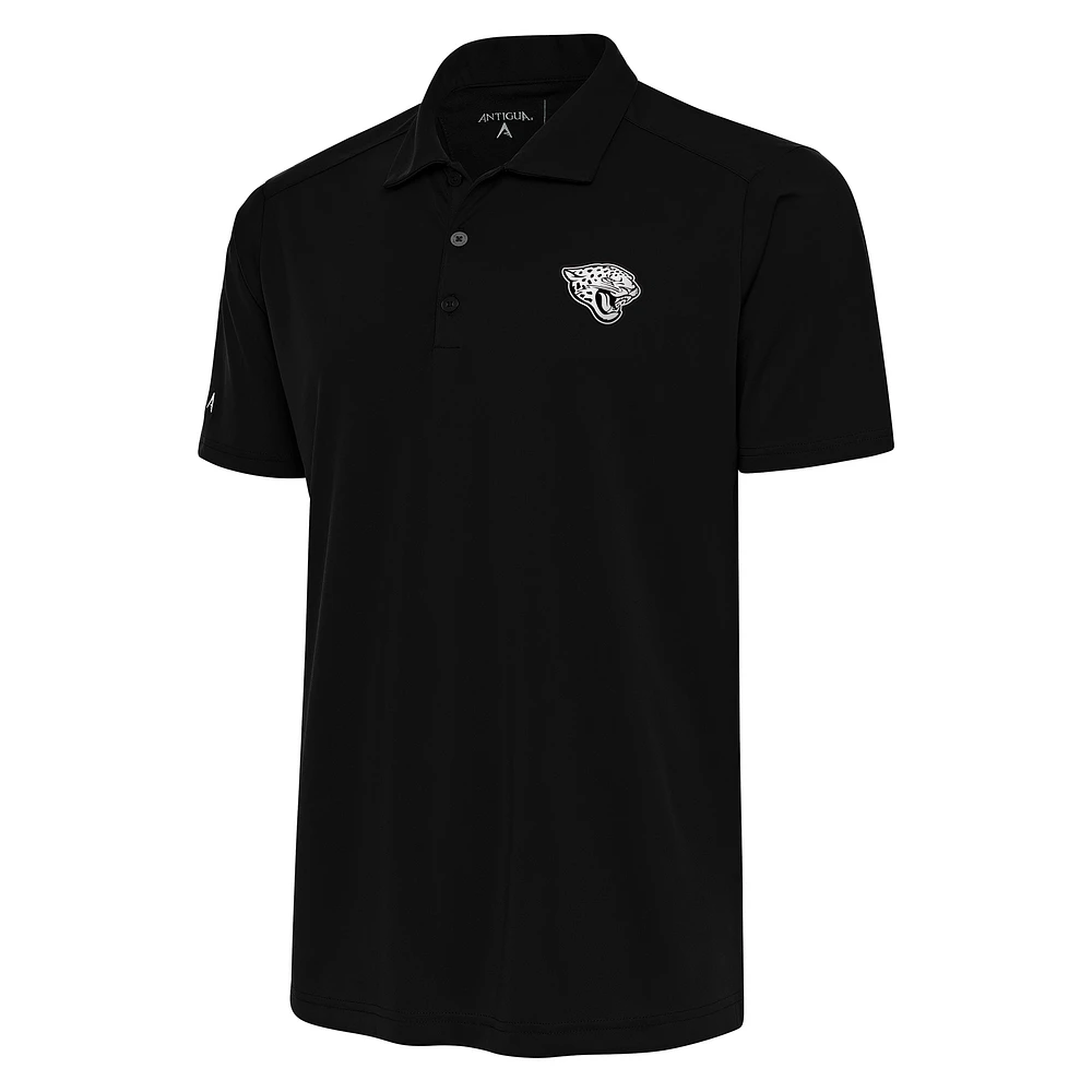 Men's Antigua Black Jacksonville Jaguars Metallic Logo Tribute Polo