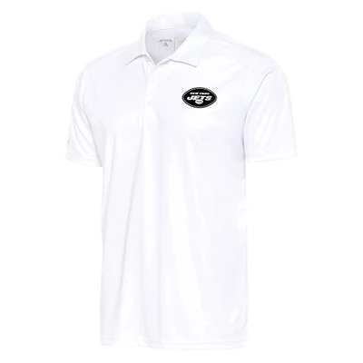 Men's Antigua White New York Jets Metallic Logo Tribute Polo