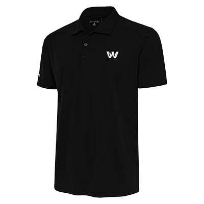Men's Antigua Black Washington Commanders Metallic Logo Tribute Polo