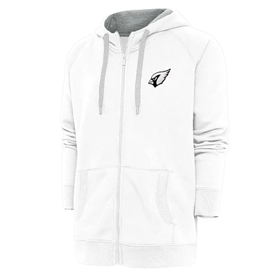 Men's Antigua White Arizona Cardinals Metallic Logo Victory Full-Zip Hoodie