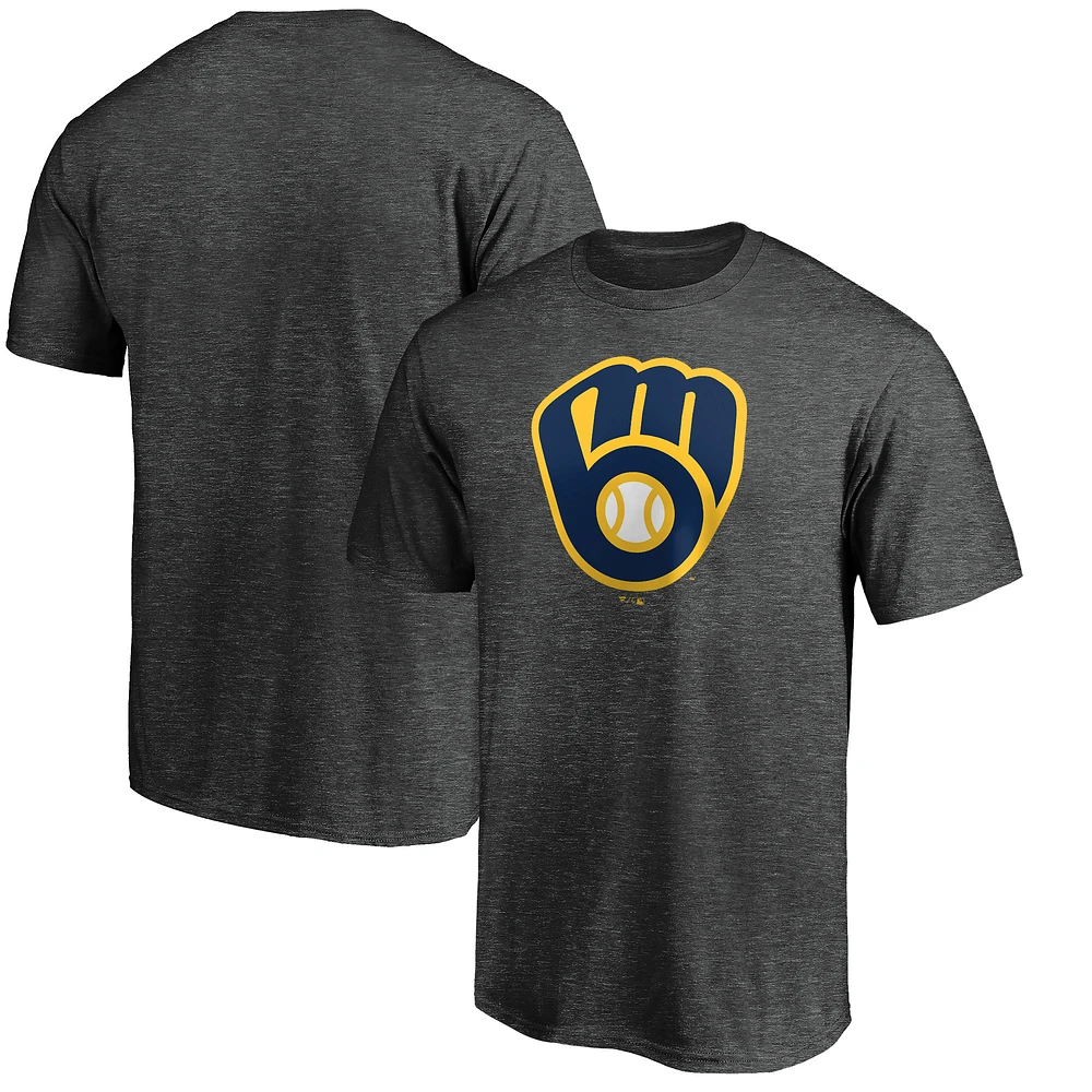 Men's Charcoal Milwaukee Brewers Official Logo T-Shirt