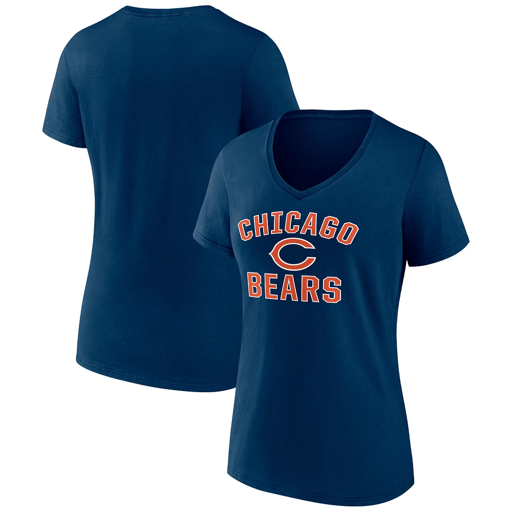 Women's Navy Chicago Bears Victory Arch Team V-Neck T-Shirt
