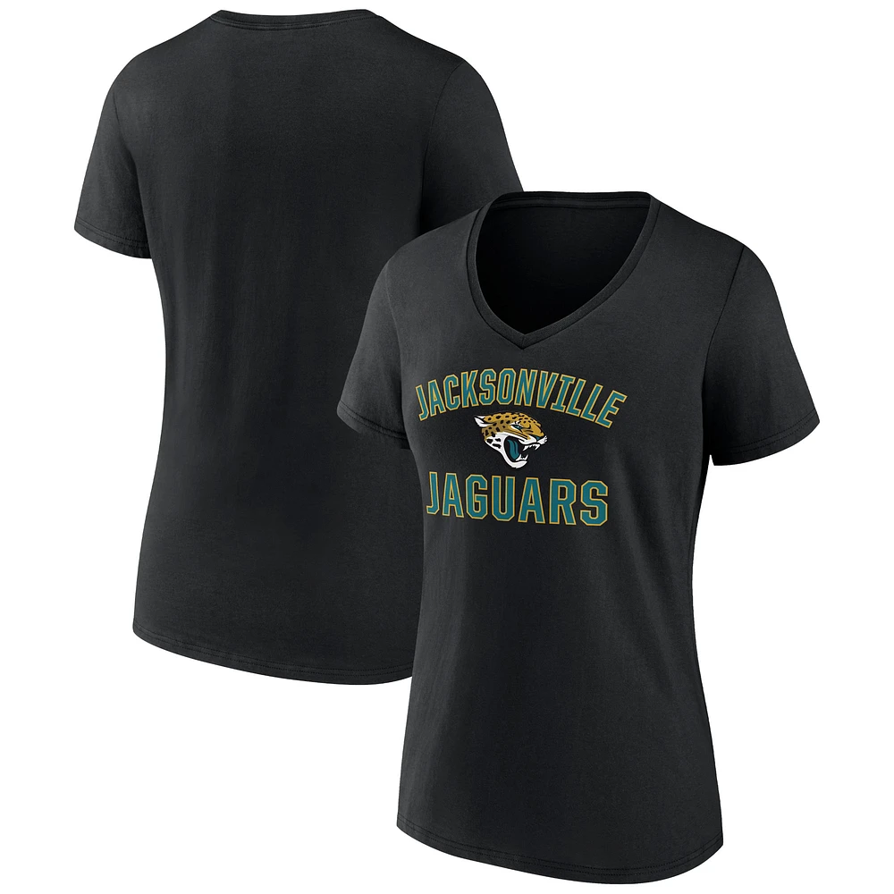Women's Black Jacksonville Jaguars Victory Arch Team V-Neck T-Shirt