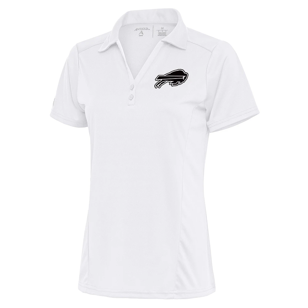 Women's Antigua White Buffalo Bills Metallic Logo Tribute Polo