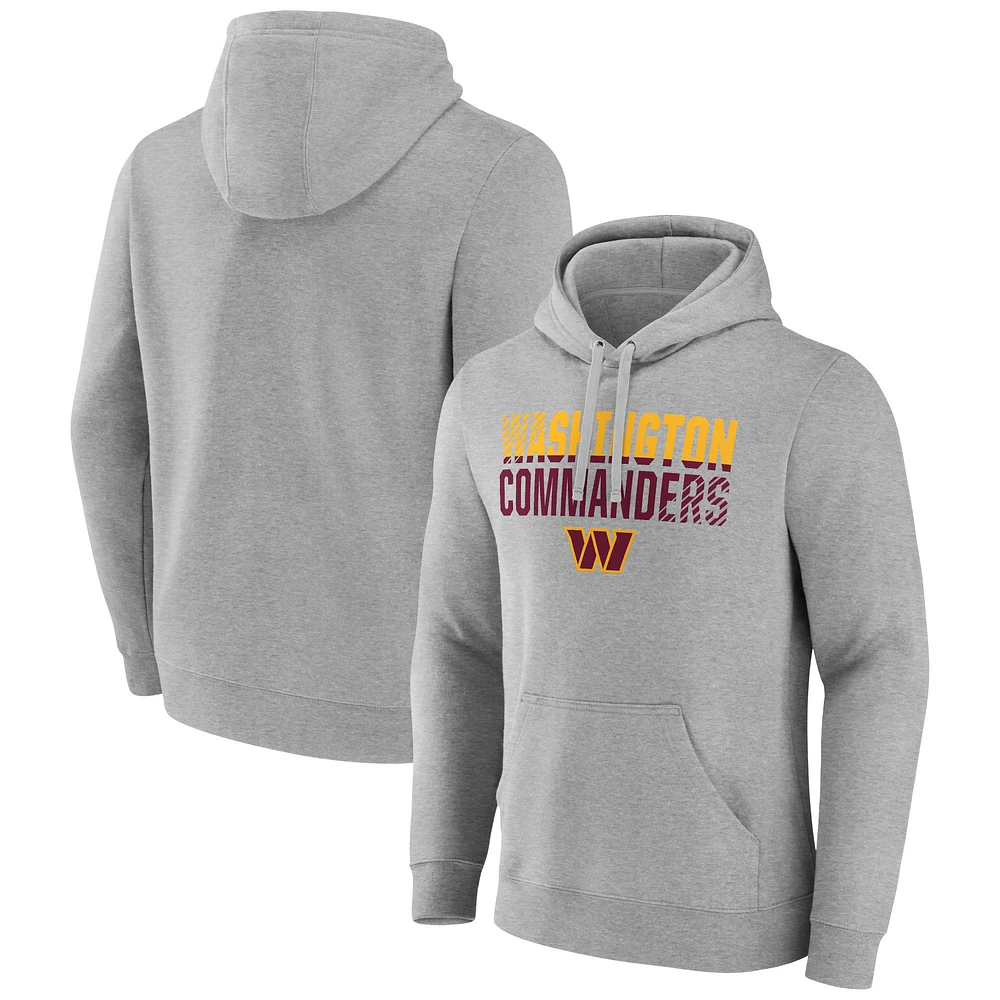 Men's Heather Gray Washington Commanders Team Fade Out Fitted Pullover Hoodie