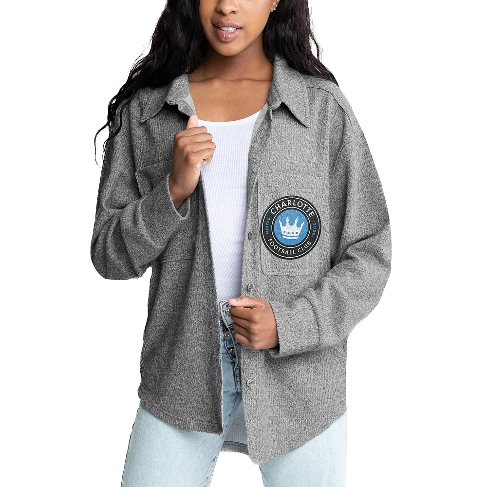 Women's Gameday Couture Heather Gray Charlotte FC Button-Up Shacket
