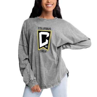 Women's Gameday Couture Gray Columbus Crew Faded Wash Pullover Sweatshirt