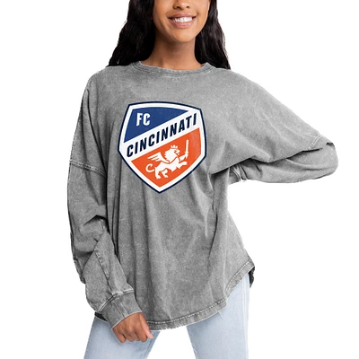 Women's Gameday Couture Gray FC Cincinnati Faded Wash Pullover Sweatshirt
