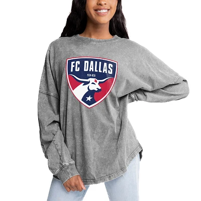 Women's Gameday Couture Gray FC Dallas Faded Wash Pullover Sweatshirt