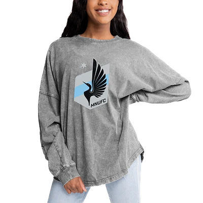Women's Gameday Couture Gray Minnesota United FC Faded Wash Pullover Sweatshirt
