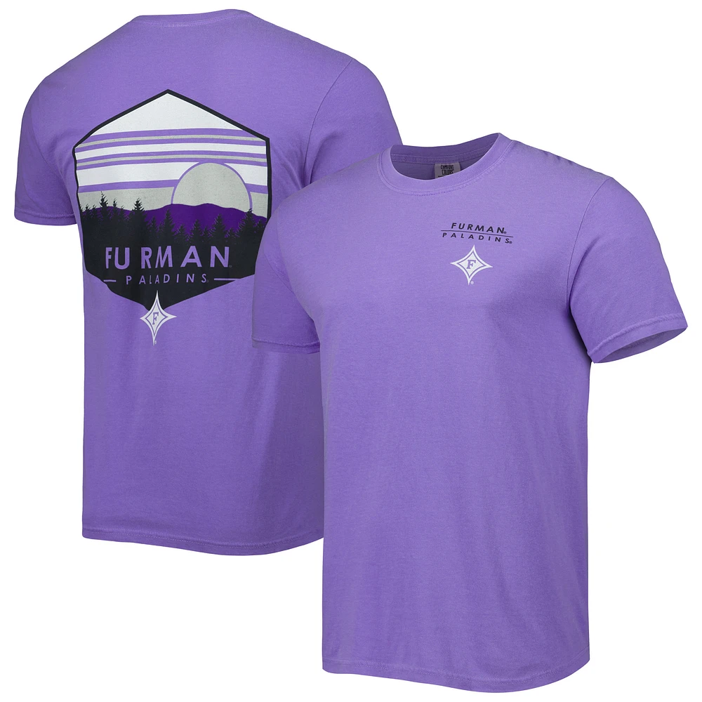 Men's Purple Furman Paladins Landscape Shield T-Shirt