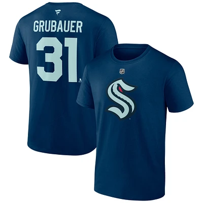 Men's Fanatics Philipp Grubauer Navy Seattle Kraken Special Edition 2.0 Name & Number T-Shirt